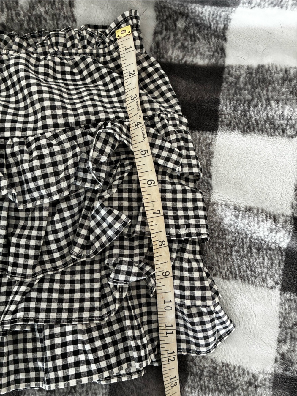 Cotton Candy Black & White Gingham Ruffle Mini Skirt with shorts underneath - Picture 8 of 8